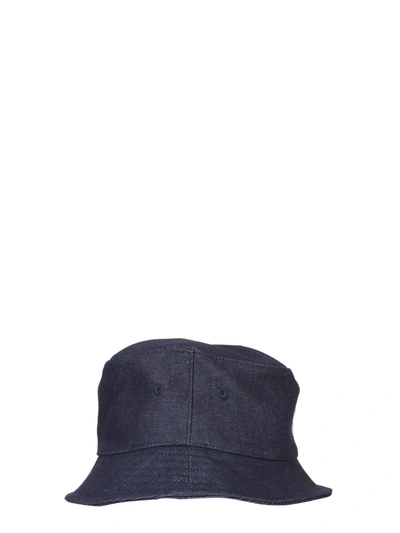Apc Logo-print Denim Bucket Hat In Blue