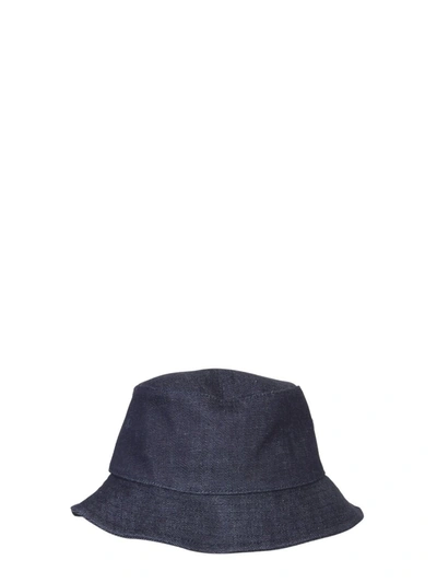 Apc Logo-print Denim Bucket Hat In Blue