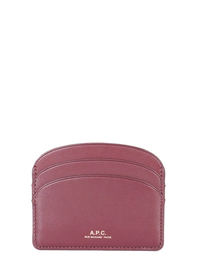 Shop Apc Demi Lune Card Holder In Bordeaux