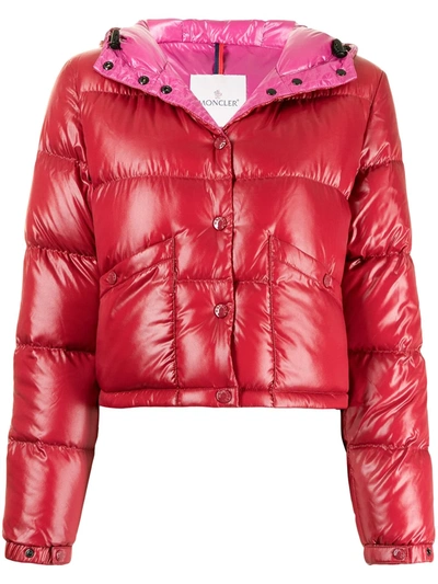 Moncler Bardanette Cropped Puffer Jacket In Rot | ModeSens