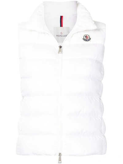 Shop Moncler Logo-patch Sleeveless Padded Jacket In Weiss
