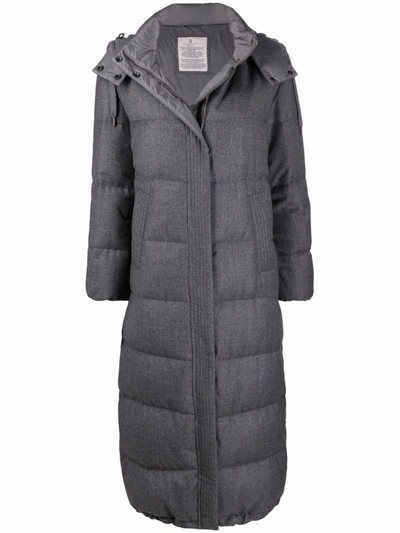 Shop Brunello Cucinelli Concealed Midi Puffer Coat In Grau