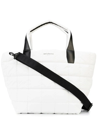 Shop Veecollective Quilted Puffer Tote Bag In Weiss
