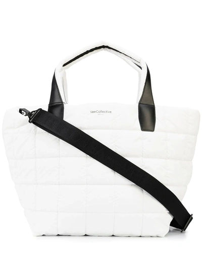 Veecollective Quilted Geometric Tote Bag In Weiss