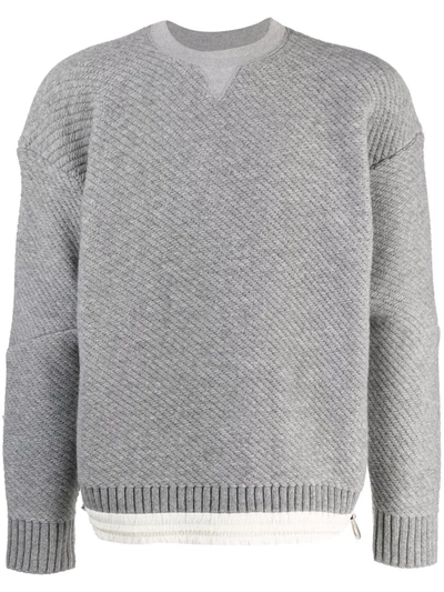 Shop Sacai Contrast-hem Knit Jumper In Grau