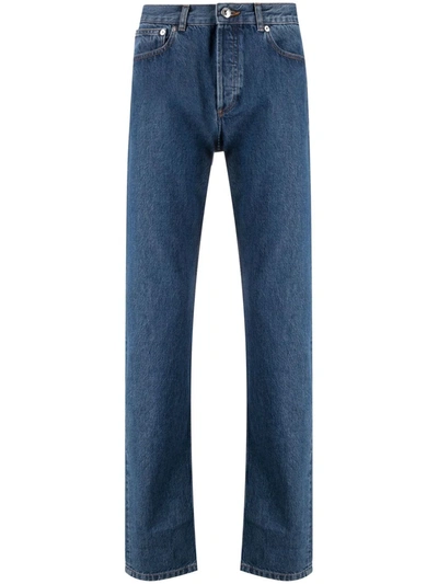 Shop Apc Mid-rise Straight Jeans In Blau