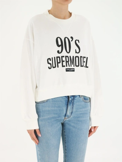 Dolce & Gabbana '90s Supermodel-print Drop-shoulder Sweatshirt In White |  ModeSens
