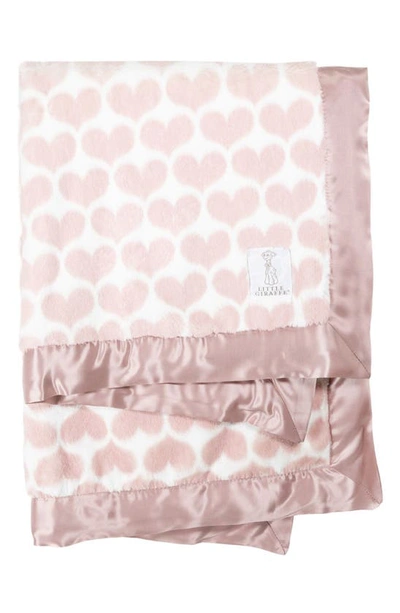Shop Little Giraffe Luxe™ Heart Army Faux Fur Baby Blanket In Dusty Pink