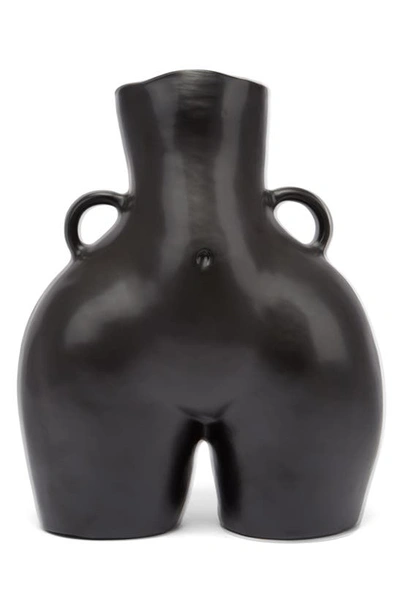 Shop Anissa Kermiche Love Handles Vase In Black Matte Glaze