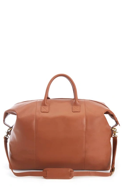 Shop Royce Weekender Leather Duffle Bag In Tan