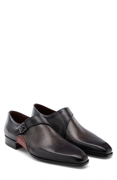 Shop Magnanni Carrera Monk Strap Shoe In Grey Leather