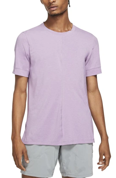 Shop Nike Dri-fit Yoga T-shirt In Violet Shock Iced Lilac/black