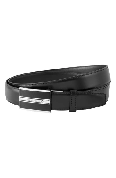 Shop Montblanc Meisterstück Leather Belt In Black