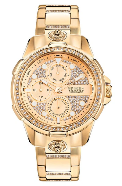 Shop Versus Sixth Arrondissement Multifunction Bracelet Watch, 46mm In Yellow Gold