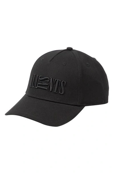 Shop Allsaints Oppose Logo Baseball Cap In Black/ Black
