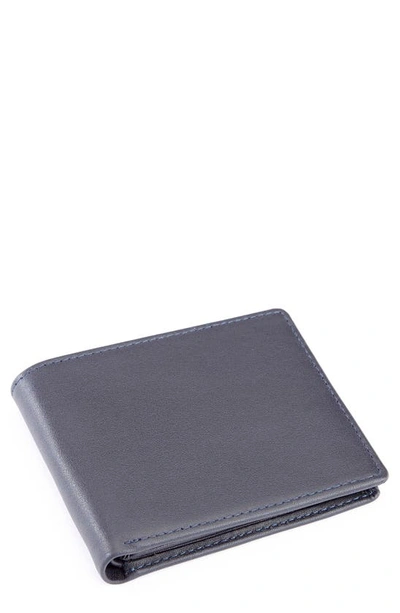 Shop Royce Rfid Leather Trifold Wallet In Navy Blue