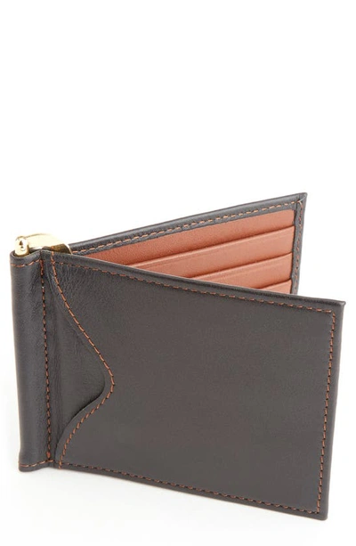 Shop Royce Rfid Leather Money Clip Card Case In Black/ Tan
