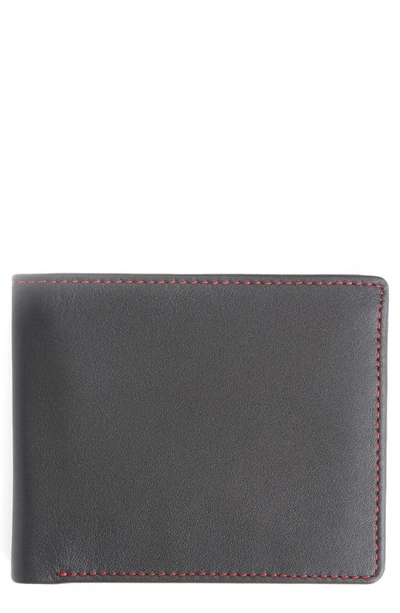 Shop Royce Rfid Leather Trifold Wallet In Black/ Red