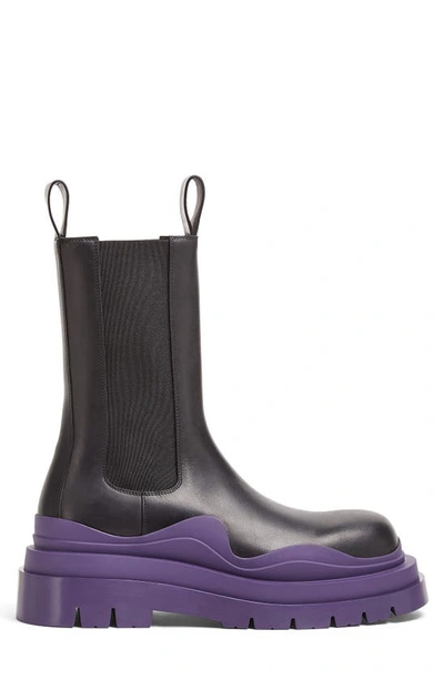 Shop Bottega Veneta Clear Sole Chelsea Boot In Black/ Purple/ Purple