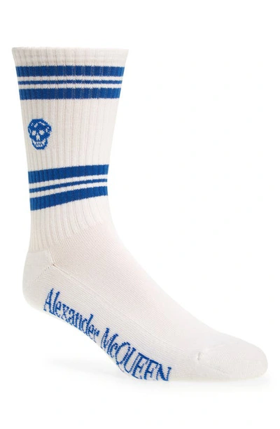 Shop Alexander Mcqueen Stripe Skull Socks In Ash/ Argento