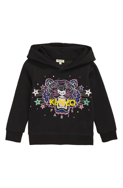 Shop Kenzo Tiger & Stars Embroidered Hoodie In Black