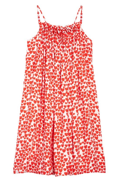 Shop Stella Mccartney Beaded Neck Heart Print Dress In Red