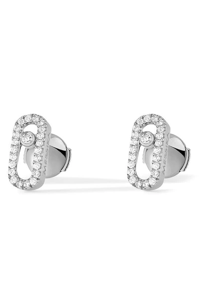 Messika White Gold And Diamond Move Uno Stud Earrings In White Gold