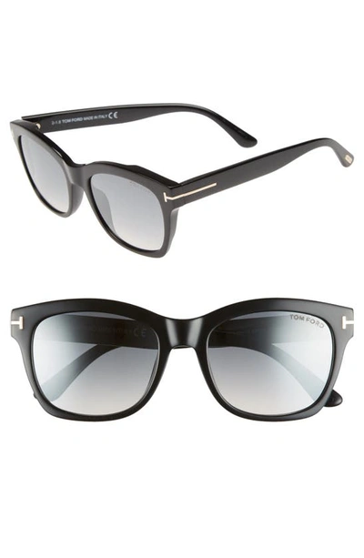 Shop Tom Ford Lauren 52mm Sunglasses In Shiny Black/ Smoke Mirror