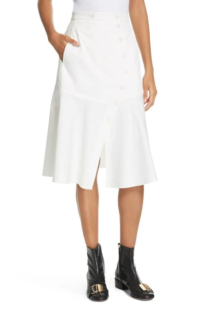 Shop Tibi Dominic Flare Twill Skirt In White