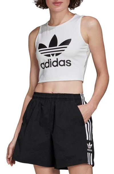 Shop Adidas Originals Trefoil Graphic Crop Tank In White