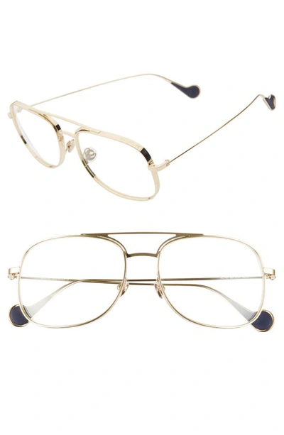 Shop Moncler 57mm Optical Glasses In Shiny Pale Gold/ Clear