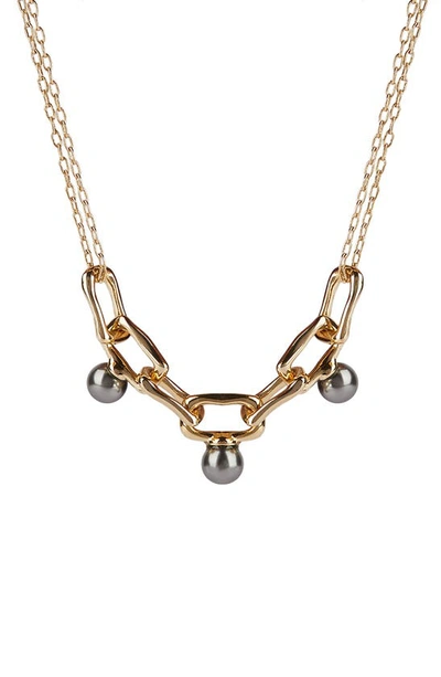 Shop Alexis Bittar Imitation Pearl Chain Necklace In 10k Gold