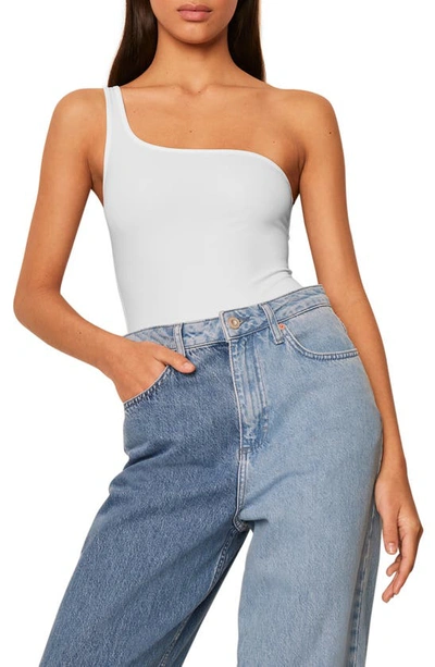Shop French Connection Saachi One-shoulder Jersey Bodysuit In Summer White
