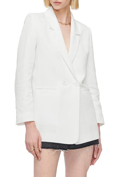 Shop Anine Bing Madeline Cotton & Linen Double Breasted Blazer In Ivory