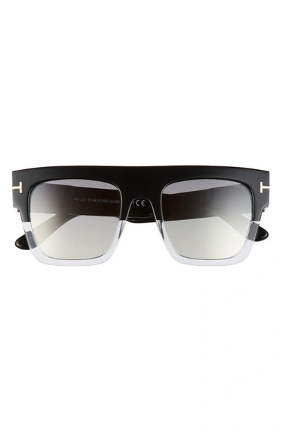 Shop Tom Ford Renee 52mm Gradient Flat Top Square Glasses In Black/ Smoke Mirror