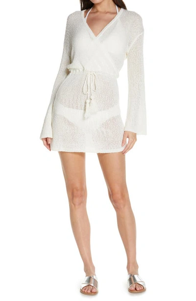 Shop L*space L Space Topanga Long Sleeve Cover-up Sweater Dress In Cream