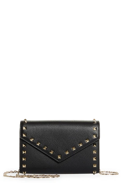 Shop Valentino Rockstud Wallet On A Chain In Black
