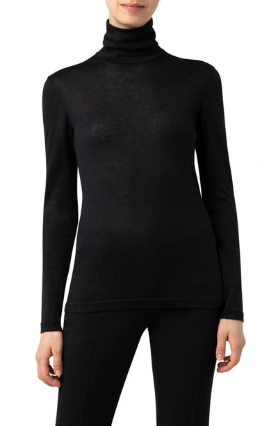 Shop Akris Wool & Silk Turtleneck In Black