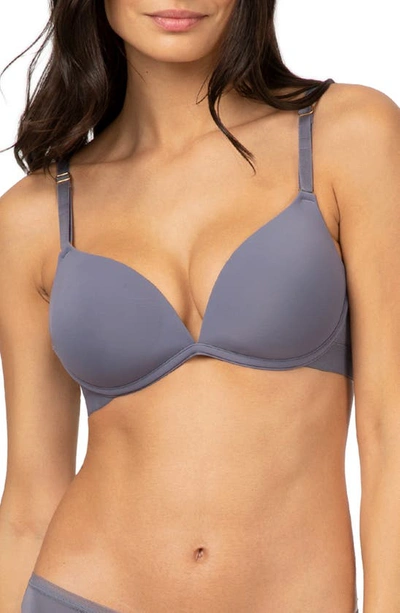 Shop Lively The Deep-v No-wire Push-up Bra In Smoke