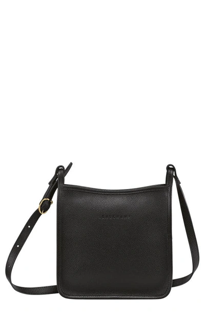 Shop Longchamp Small Le Foulonné Leather Crossbody Bag In Black
