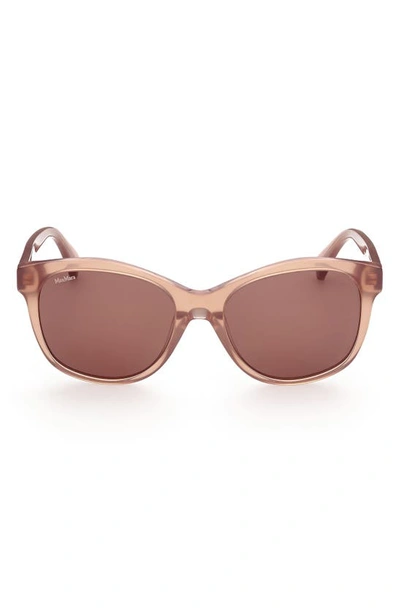 Shop Max Mara 56mm Butterfly Sunglasses In Shiny Light Brown / Brown