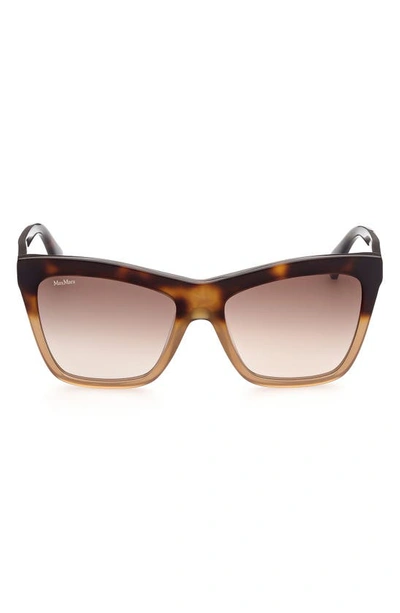 Shop Max Mara 55mm Geometric Sunglasses In Havana/ Other / Gradient Brown