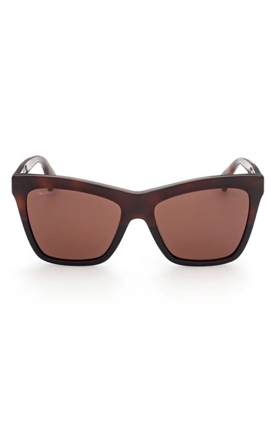 Shop Max Mara 55mm Geometric Sunglasses In Havana/ Other / Brown