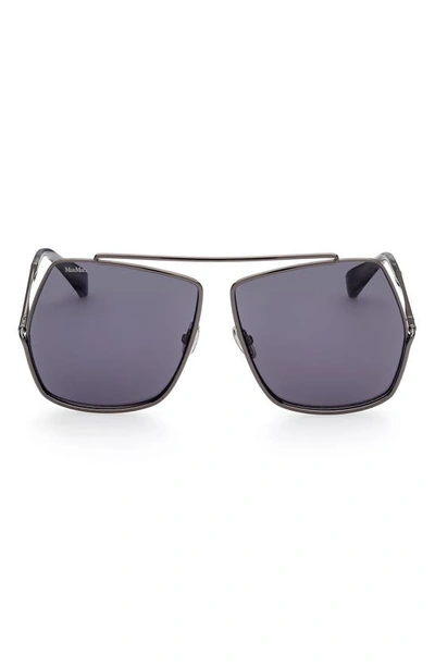Shop Max Mara 64mm Geometric Sunglasses In Gold / Green