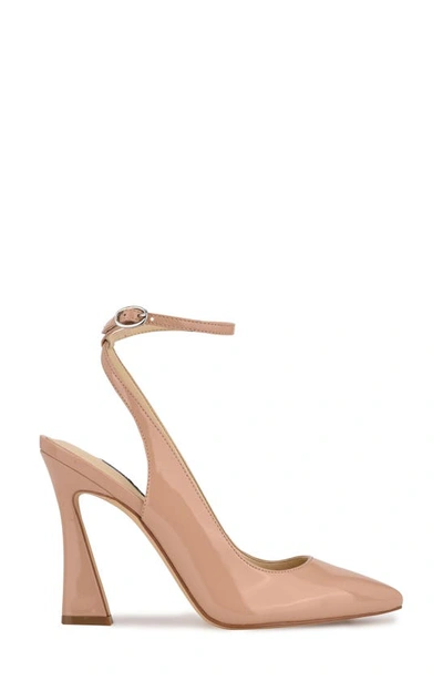 Shop Nine West Tabita Pointed Toe Pump In Medium Natural Patent