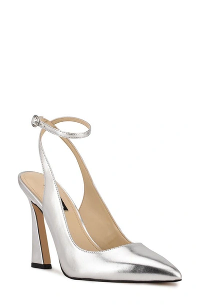 Shop Nine West Tabita Pointed Toe Pump In Silver