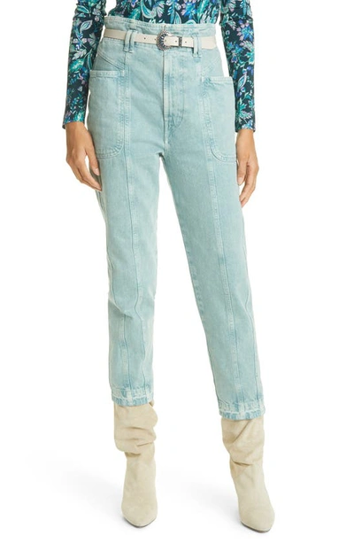 Shop Isabel Marant Étoile Tucson High Waist Crop Nonstretch Jeans In Celadon
