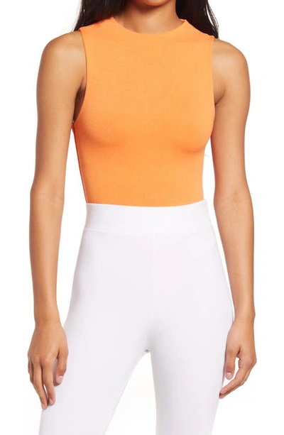 Shop Naked Wardrobe Jersey Sleeveless Bodysuit In Orange Peel