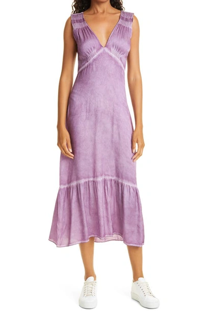 Shop Nicole Miller Garment Dye Silk Blend Charmeuse Slipdress In Soft Lavender