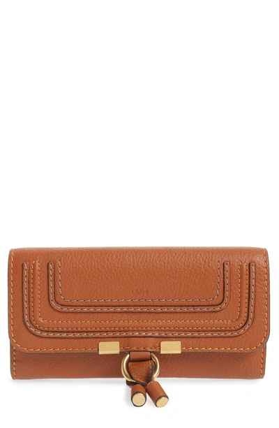 Shop Chloé Marcie Leather Flap Wallet In Brown